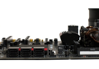 Motherboard side view with sata ports