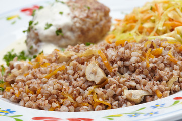 buckwheat with cutlet