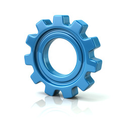 3d illustration of blue gear wheel the symbol of settings and preferences