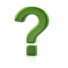 Green question mark 3d illustration