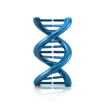 Blue DNA molecule icon 3d rendering isolated on white background