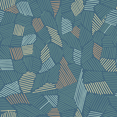 Vector seamless pattern of painted strips in a different direction, blue, orange, yellow on a dark blue background