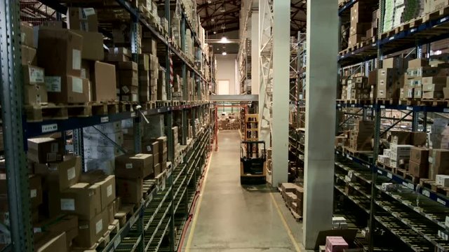 Multilevel warehouse of pharmaceutical industry, the loader workers