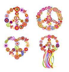 Childish t-shirt prints with peace flower symbol