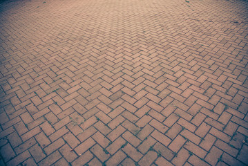 Old brick footpath background walk way. vintage tone