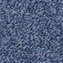 Knitting seamless texture. Digital camouflage pattern. Shades of blue colors.