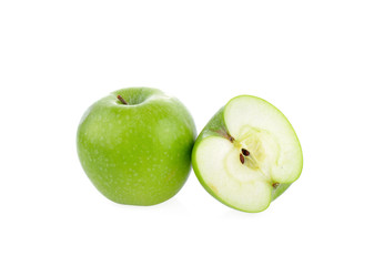 green apple on white background