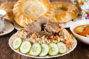Uzbek national cuisine - pilaf