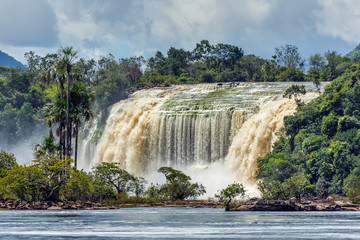 Hacha waterfall in the lagoon of Canaima national park - Venezuela, Latin America - 143524769