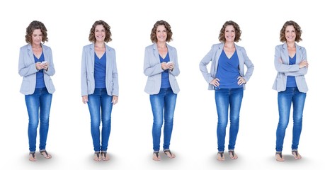 Multiple image of woman standing in various poses