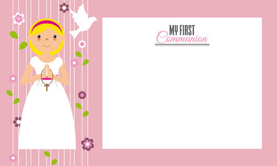 my first communion.Invitation card. Space for text