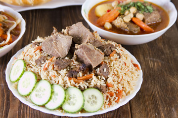 Uzbek national cuisine - pilaf