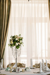 Decorated wedding banquet hall in classic style