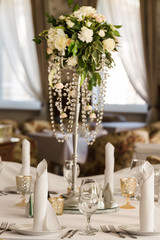 Decorated wedding banquet hall in classic style