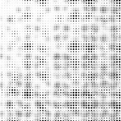 Black and White Halftone Circle Grunge Texture Backdrop with Dots in Ink Blotch Shapes - High resolution illustration, suitable for graphic design or background use.