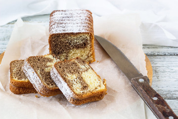 Homemade chocolate marble cake Zebra