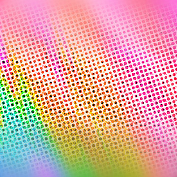 Colorful Rainbow Halftone Dots Spotted Pattern with Focus in Center Banner Featuring Pink Orange Yellow Green & Blue - High resolution illustration, suitable for graphic design or background use.