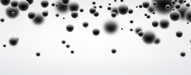 Banner with black 3d bubbles.