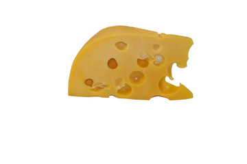 Piece of cheese isolated on white background