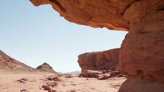 desert landscape in Timna Park, Israel. smooth camera movement