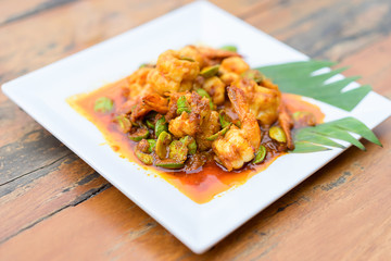 Stir-fried stink bean with shrimp.