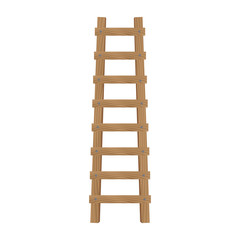 Wooden ladder isolated on white background. Front view. Vector illustration.