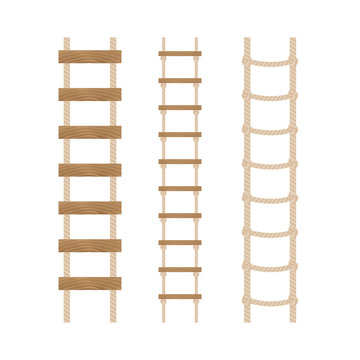 Three rope ladders on a white background.Vector illustration.