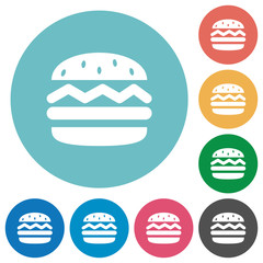 Single hamburger flat round icons