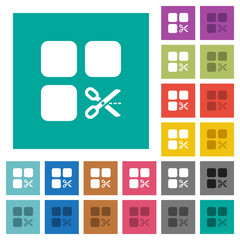 Cut component square flat multi colored icons