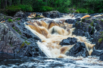 Waterfall Ahvenkoski, Republic of Karelia, Russia, August 2016
