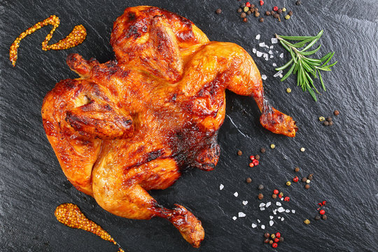 chicken with chili, mustard, salt and rosemary