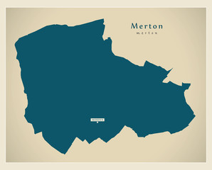 Modern Map - Merton borough Greater London UK England