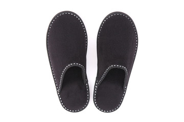 Black slippers isolated on white background
