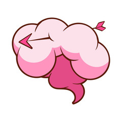 Cloud pierced by an arrow. Colorful cartoon illustration