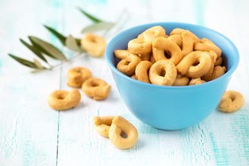 Taralli - traditional Italian snack food typical of Apulia regional cuisine