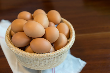 Eggs in basket.