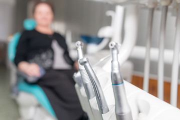 Instruments of a dentist in the clinic