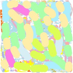 Abstract hand writing textures in green and blue and yellow and pink and brown tones, design for postcards and banners and flyers and posters