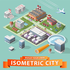Set of Isolated High Quality Isometric City Elements . Harbor with Shadows on White Background