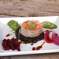 salmon with lentils