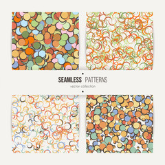 Confetti seamless patterns set.