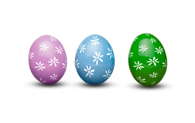 Small colorful decorated Easter eggs isolated on a white background.