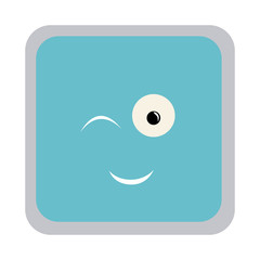 square colorful shape emoticon winking expression vector illustration