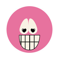 colorful emoticon crazy in love face expression vector illustration