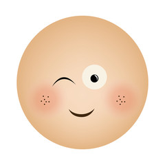 human face emoticon winking expression vector illustration