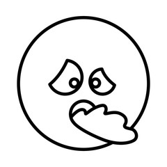 silhouette emoticon face sick expression vector illustration