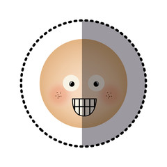 sticker human face emoticon surprised expression vector illustration