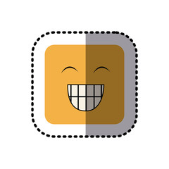 sticker square colorful shape emoticon face happines expression vector illustration