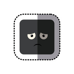 sticker square colorful shape emoticon dissapointed expression vector illustration