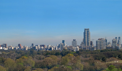 Fototapeta premium Panorama of Buenos Aires with smoke, Argentina